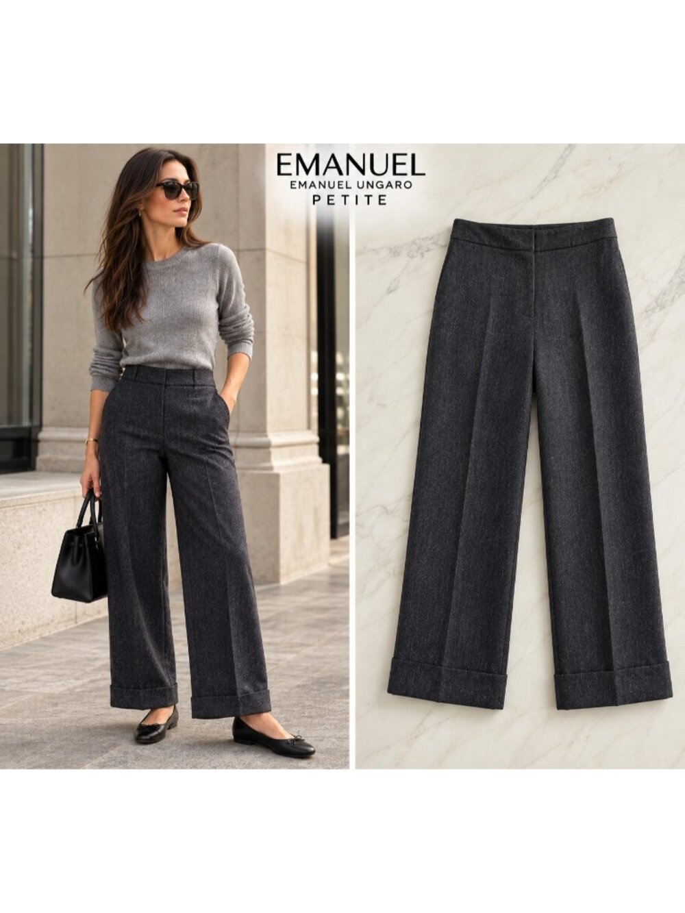 Emanuel Ungaro Vintage Gray Wool Tailored Trousers Pants 6/40 Petite